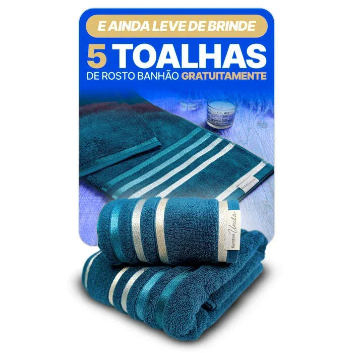 Kit com 15 Toalhas Banhão de Alta Maciez e Absorção + 5 Toalhas de Rosto de Brinde